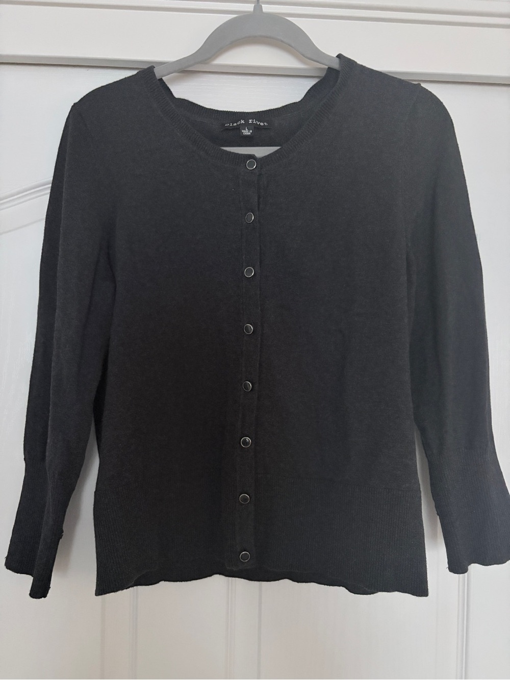 Black Rivet Black Button-Front Crewneck Cardigan